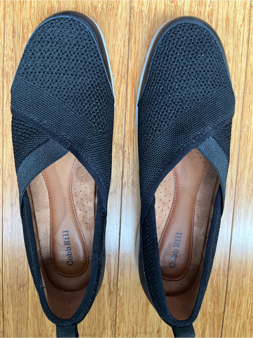 Women’s Cobb Hill Penfield Envelope Slip On Black Shoes Woven Mesh Stretch 8.5 M